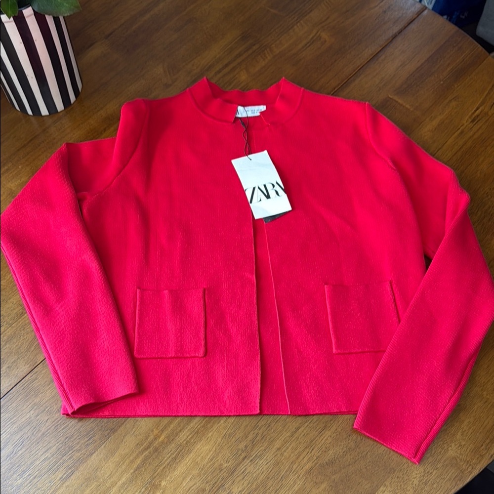 Zara red Knit cardigan
